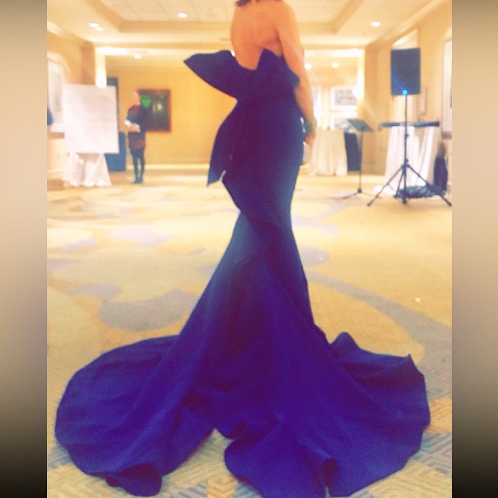 Royal blue woman formal gown by Nour